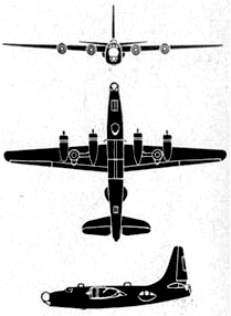 Orthographically projected diagram of the Consolidated PB4Y-2 Privateer.