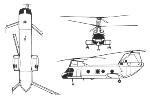 Orthographically projected diagram of the CH-46 Sea Knight.