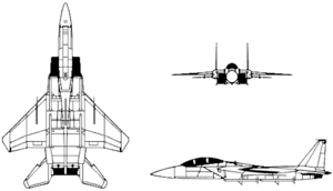 Orthographically projected diagram of the F-15 Eagle