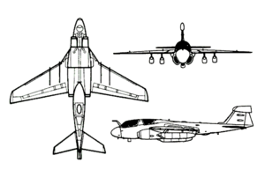 Orthographically projected diagram of the Grumman EA-6B Prowler.