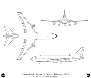 Orthographically projected diagram of the Lockheed L-1011.