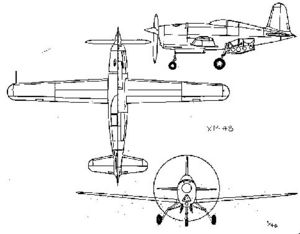 Orthographically projected diagram of the XP-48.