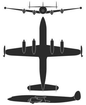Orthographically projected diagram of the Lockheed L-1049G Constellation.